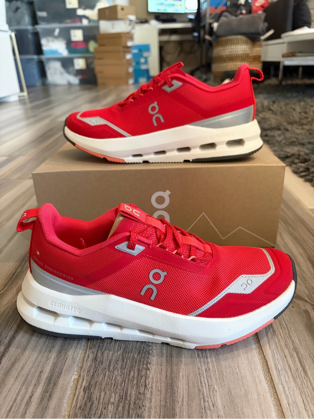 Big Kids' On Running Cloud Cloudnova Youth Running Shoes - Red Terra 3YF30033795
